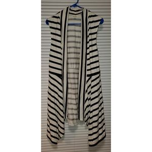 Striped Sleeveless Cardigan